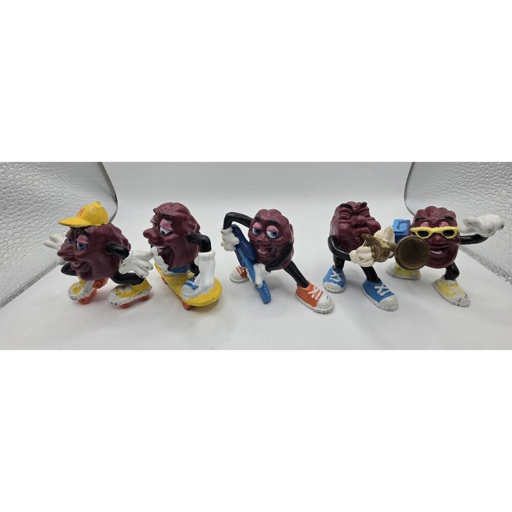 Vintage California Raisins PVC Figures Lot of 5 Applause Skateboard Music 1980s